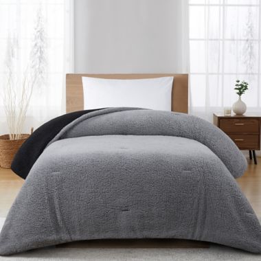 Home Reversible Sherpa Comforter Twin in Gray. View a larger version of this product image.
