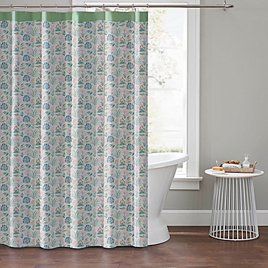 The Novogratz 72-Inch x 72-Inch Waverly Botanical Shower Curtain in Green. View a larger version of this product image.