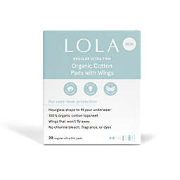 LOLA 20-Count Regular Ultra Thin Organic Cotton Menstrual Pads with Wings