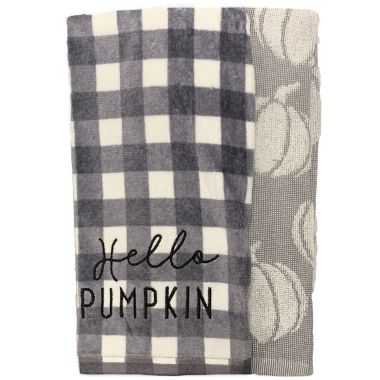 Harvest Cotton Hello Pumpkin Multicolor Kitchen Towels (Set of 2). View a larger version of this product image.