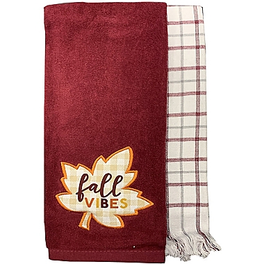 Harvest Cotton Fall Vibes Multicolor Kitchen Towels (Set of 2). View a larger version of this product image.