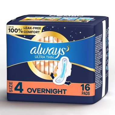 Always&reg; 16-Count Ultra Thin Size 4 Overnight Pads. View a larger version of this product image.