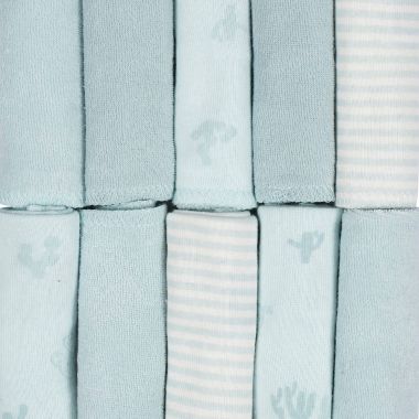Just Born&reg; 10-Pack Cactus Washcloths in Dusty Blue. View a larger version of this product image.