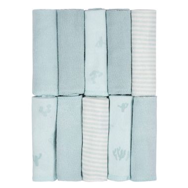 Just Born&reg; 10-Pack Cactus Washcloths in Dusty Blue. View a larger version of this product image.