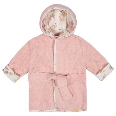 Just Born&reg; Size 0-9M 2-Piece Woven Hooded Robe and Booties Set in Dusty Pink. View a larger version of this product image.