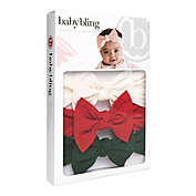 Baby Bling&reg; 3-Pack Knot Box Headband Set in Ivory/Cherry/Forest Green