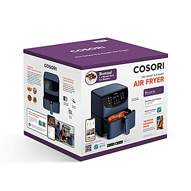 Cosori 5.8 qt. Smart Air Fryer with Skewer Rack Set in Navy Blue. View a larger version of this product image.