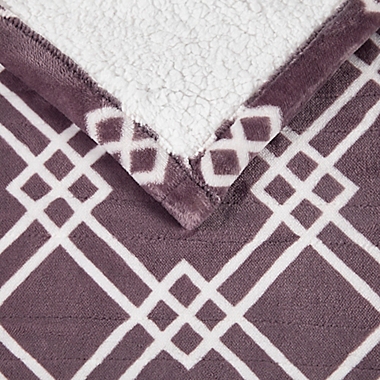 Serta&reg; Printed Plush Heated Throw in Plum. View a larger version of this product image.