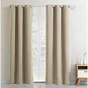 Dusk To Dawn Jaquard 54-Inch Grommet 100% Blackout Window Curtain Panel in Beige (Single)