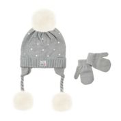 NYGB&trade; 2-Piece Foil Dot Pom-Pom Hat and Mitten Set in Cloud