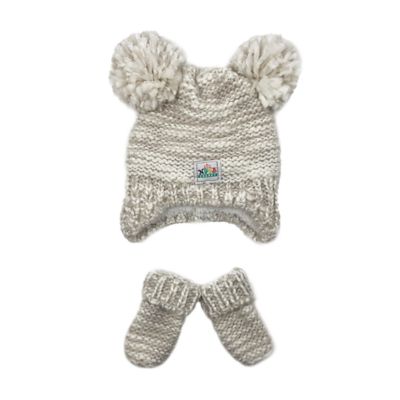 NYGB Cuddler Size 2T-4T Double PomPom Hat &amp; Mittens Set in Rose Quartz