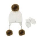 Alternate image 0 for NYGB&trade; Size 12-24M 2-Piece Faux Fur Pom Pom Hat and Mitten Set in Ivory