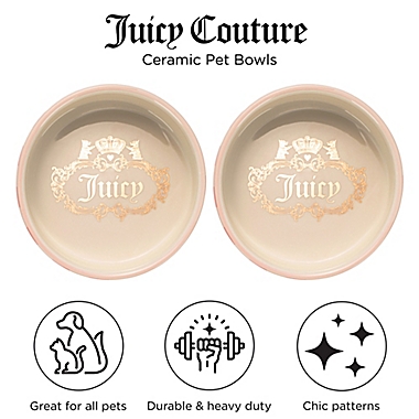 Juicy Couture&reg; Dog Bowls in Rose (Set of 2). View a larger version of this product image.