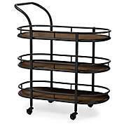 Baxton Studio Therese Mobile Kitchen Cart in Black/Brown