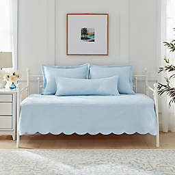 Laura Ashley® Solid Trellis 4-Piece Reversible Daybed Quilt Set in Blue
