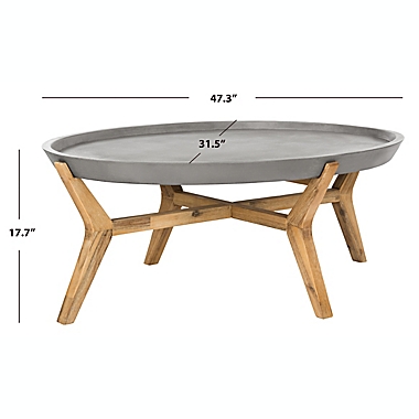 Safavieh Hadwin Oval Concrete Outdoor Coffee Table in Dark Grey. View a larger version of this product image.
