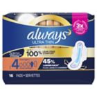 Alternate image 0 for Always&reg; 16-Count Ultra Thin Size 4 Overnight Pads