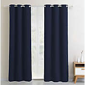 Dusk To Dawn Jaquard 54-Inch Grommet 100% Blackout Window Curtain Panel in Navy (Single)