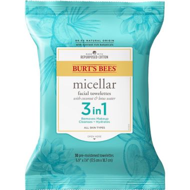 Burt's Bees&reg; 30-count Micellar 3-in-1 Cleansing Towelettes with Coconut &amp; Lotus. View a larger version of this product image.