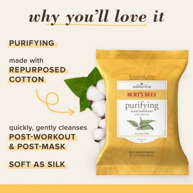 Burt's Bees&reg; 30-Count Facial Cleansing Towelettes with White Tea Extract. View a larger version of this product image.