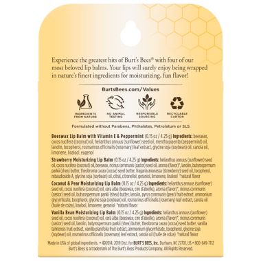 Burt's Bees&reg; 4-Pack  .15 oz. Assorted Lip Balms. View a larger version of this product image.
