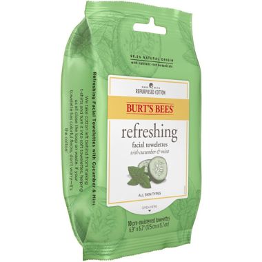 Burt's Bees&reg; 10-Count Facial Cleansing Towelettes in Cucumber and Mint. View a larger version of this product image.