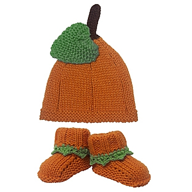 Little Me&reg; Size 0-12M 2-Piece My First Halloween Pumpkin Hat and Bootie Set in Orange. View a larger version of this product image.
