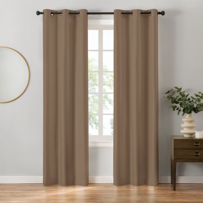 Eclipse Faux Silk 84-Inch Grommet Window Curtain Panel in Copper (Set of 2)