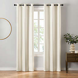 Eclipse Faux Silk 84-Inch Grommet Window Curtain Panel in Ivory (Set of 2)
