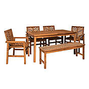 Forest Gate Olive 6-Piece Outdoor Acacia Dining Set in Brown