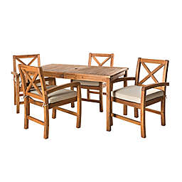 Forest Gate™ 5-Piece Acacia Patio Dining Set in Brown with Cushions