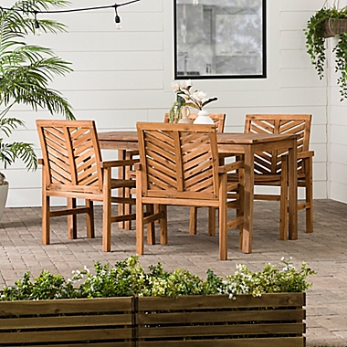 Forest Gate Olive 5-Piece Outdoor Acacia Dining Set in Brown. View a larger version of this product image.