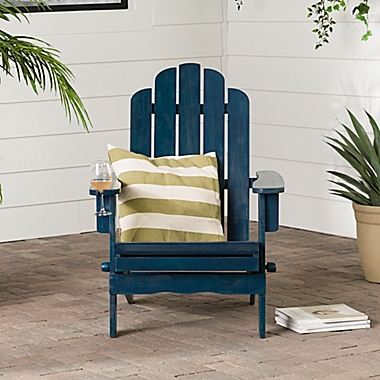 Forest Gate Arvada Acacia Outdoor Folding Adirondack Chair in Navy. View a larger version of this product image.
