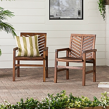 Forest Gate Olive Acacia Wood Outdoor Chairs in Dark Brown (Set of 2). View a larger version of this product image.