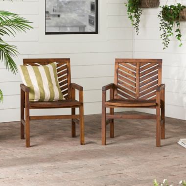 Forest Gate Olive Acacia Wood Outdoor Chairs in Dark Brown (Set of 2). View a larger version of this product image.