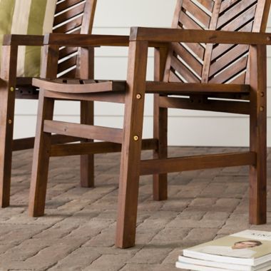 Forest Gate Olive Acacia Wood Outdoor Chairs in Dark Brown (Set of 2). View a larger version of this product image.