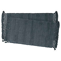 French Connection Safira Fringe Bath Rugs in Dark Grey (Set of 2)