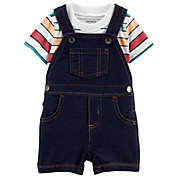carter&#39;s Size 3M 2-Piece Striped Tee &amp; Shortall Set in Blue