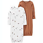 Alternate image 0 for carter&#39;s&reg; Size 3M 2-Pack Animals/Solid Sleeper Gowns in White/Brown