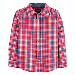 OshKosh B'gosh® Plaid Button-Front Long Sleeve Shirt in Red