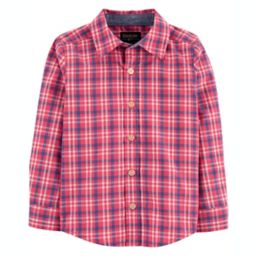 OshKosh B'gosh® Plaid Button-Front Long Sleeve Shirt in Red