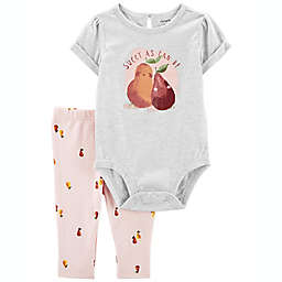 carter's® 2-Piece Pear Short Sleeve Bodysuit and Pant Set in Pink/Grey