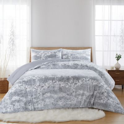 Faux Fur 3-Piece King Comforter Set in Palomino Grey