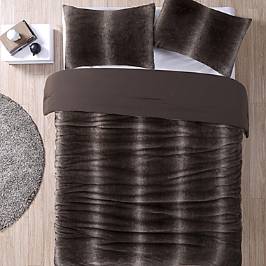 Faux Fur 3-Piece Full/Queen Comforter Set in Cocoa. View a larger version of this product image.