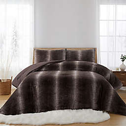Faux Fur 3-Piece King Comforter Set in Cocoa