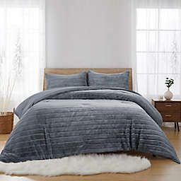 Faux Fur 2-Piece Twin Comforter Set in White