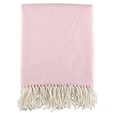 Saro Lifestyle Herringbone Throw Blanket in Pink. View a larger version of this product image.