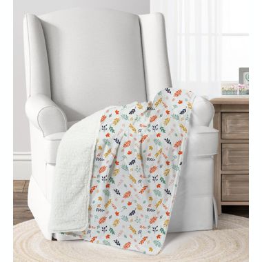 Lush D&eacute;cor Harvest Foliage Sherpa Baby Blanket in White. View a larger version of this product image.