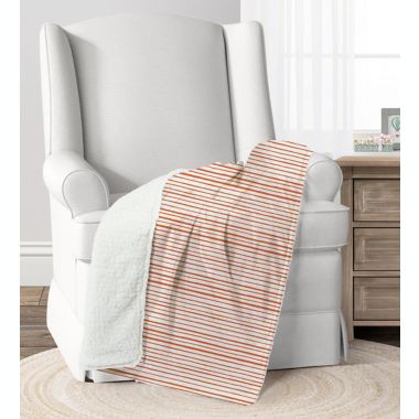 Lush D&eacute;cor Brushstroke Stripe Sherpa Baby Blanket in White. View a larger version of this product image.