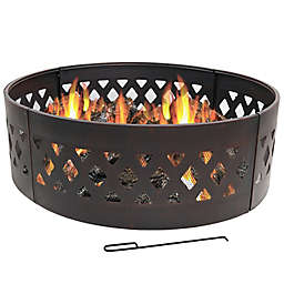 Sunnydaze Crossweave Cut Out Wood-Burning Fire Pit Ring in Black